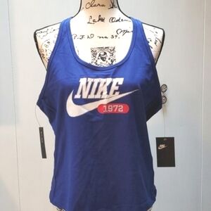 Nike Blue Cropped Racerback Tank Top Womens Athletic Sports Sz.XL